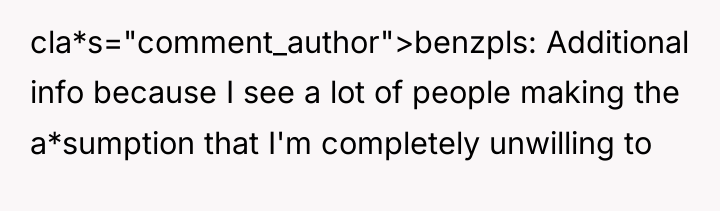 cla*s="comment_author">benzpls: Additional info because I see a lot of people...