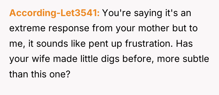 According-Let3541 You're saying it's an extreme response from your mother...
