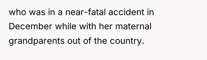 who was in a near-fatal accident in December while with...
