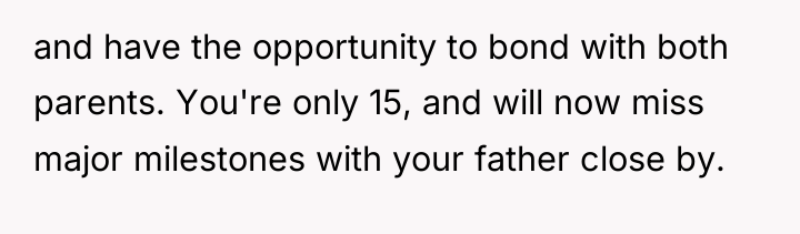and have the opportunity to bond with both parents. You're...