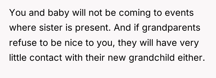 You and baby will not be coming to events where...