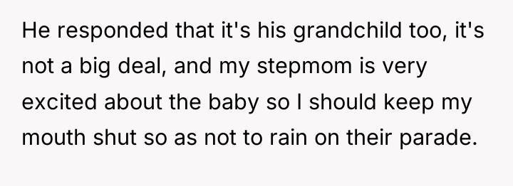 He responded that it's his grandchild too, it's not a...