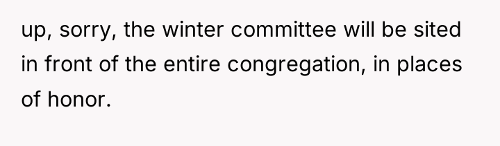 up, sorry, the winter committee will be sited in front...