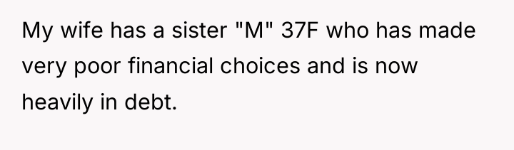 My wife has a sister "M" 37F who has made...