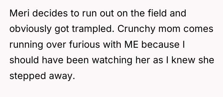 Meri decides to run out on the field and obviously...