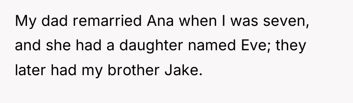 My dad remarried Ana when I was seven, and she...