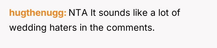 hugthenugg NTA It sounds like a lot of wedding haters...