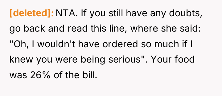 [deleted] NTA. If you still have any doubts, go back...