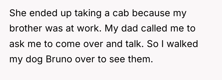 She ended up taking a cab because my brother was...