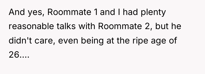 And yes, Roommate 1 and I had plenty reasonable talks...