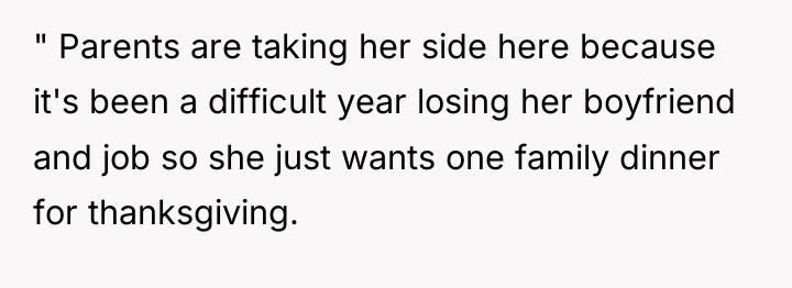 " Parents are taking her side here because it's been...
