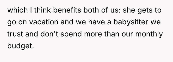 which I think benefits both of us: she gets to...