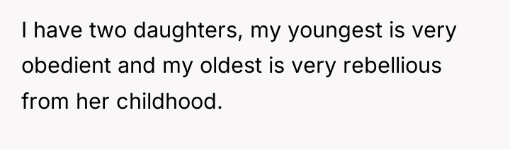 I have two daughters, my youngest is very obedient and...