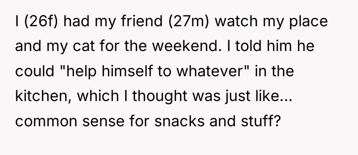 I (26f) had my friend (27m) watch my place and...