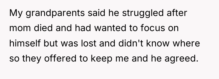 My grandparents said he struggled after mom died and had...