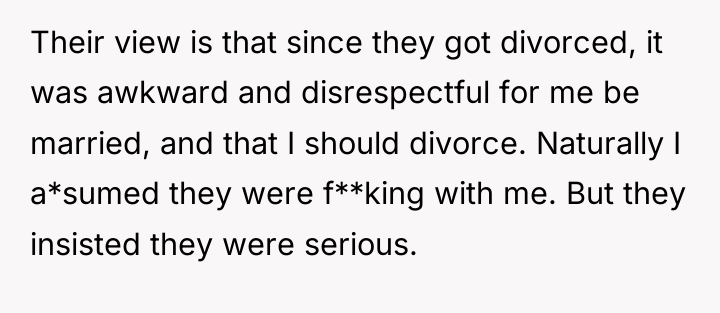 Their view is that since they got divorced, it was...