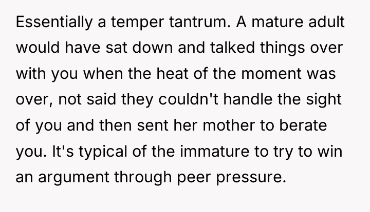 Essentially a temper tantrum. A mature adult would have sat...