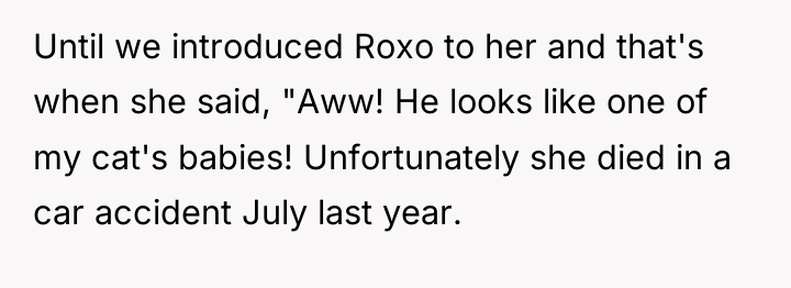 Until we introduced Roxo to her and that's when she...