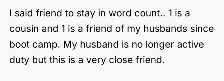 I said friend to stay in word count.. 1 is...