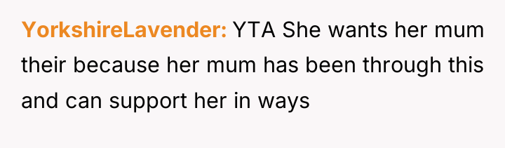 YorkshireLavender YTA She wants her mum their because her mum...
