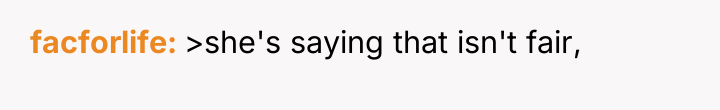 facforlife >she's saying that isn't fair,