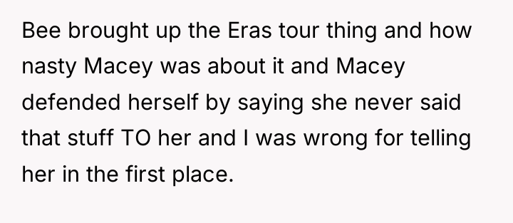 Bee brought up the Eras tour thing and how nasty...