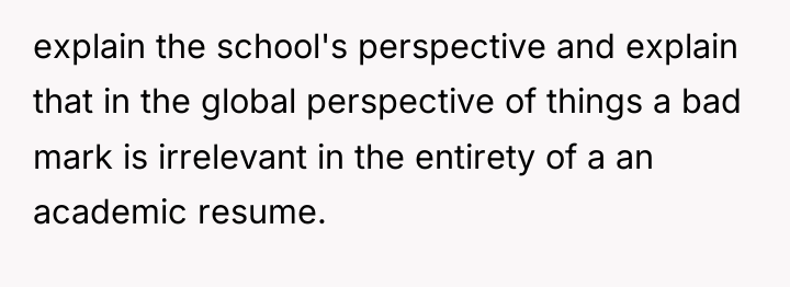 explain the school's perspective and explain that in the global...