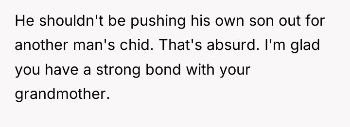 He shouldn't be pushing his own son out for another...