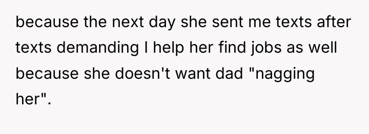 because the next day she sent me texts after texts...