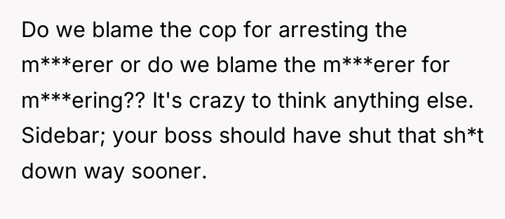 Do we blame the cop for arresting the m***erer or...