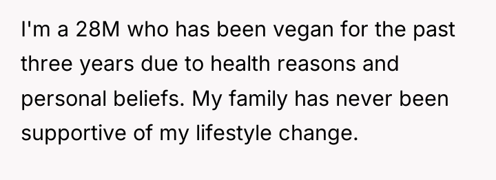 I'm a 28M who has been vegan for the past...