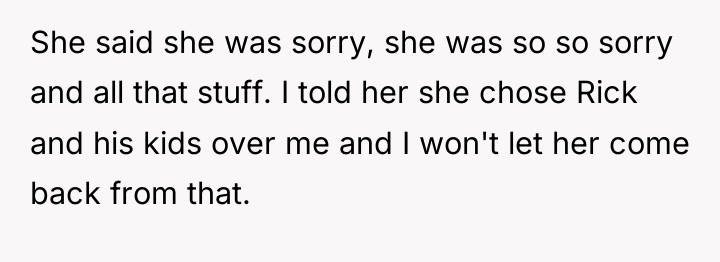 She said she was sorry, she was so so sorry...