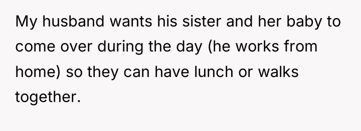 My husband wants his sister and her baby to come...