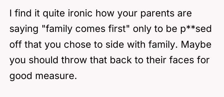 I find it quite ironic how your parents are saying...