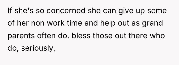 If she's so concerned she can give up some of...