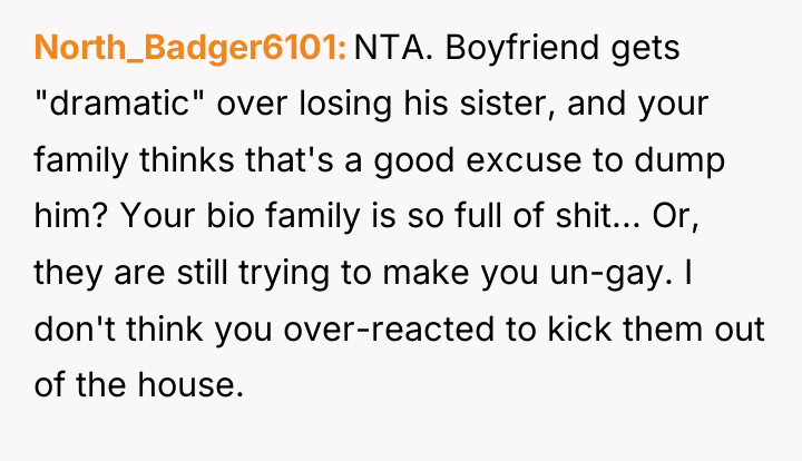 North_Badger6101 NTA. Boyfriend gets "dramatic" over losing his sister, and...
