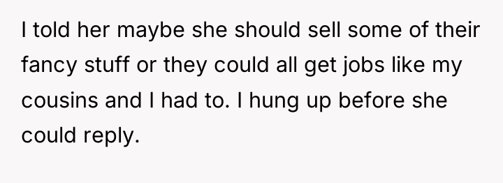 I told her maybe she should sell some of their...