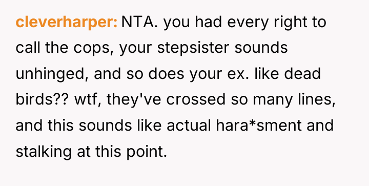 cleverharper NTA. you had every right to call the cops,...