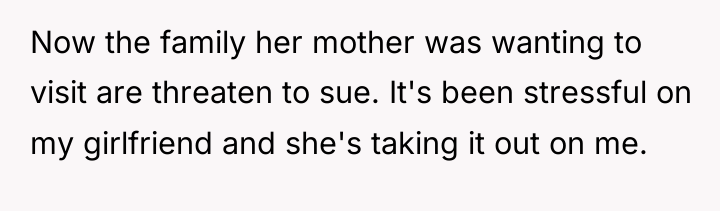 Now the family her mother was wanting to visit are...