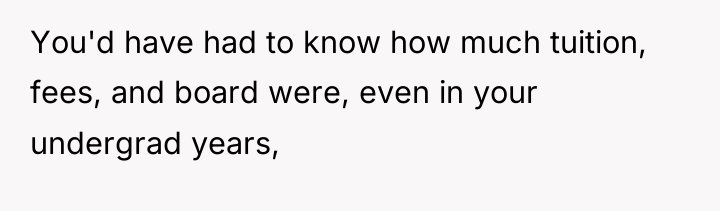 You'd have had to know how much tuition, fees, and...