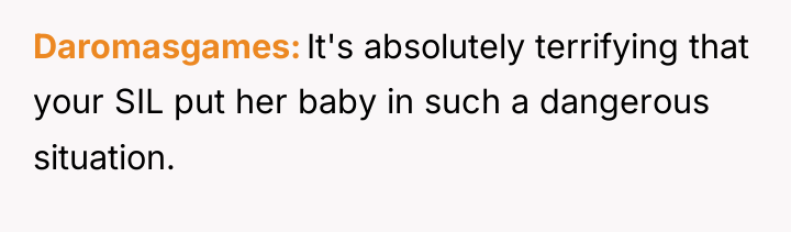 Daromasgames It's absolutely terrifying that your SIL put her baby...