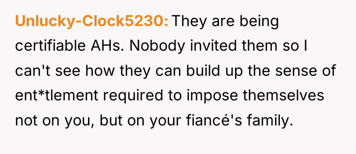 Unlucky-Clock5230 They are being certifiable AHs. Nobody invited them so...
