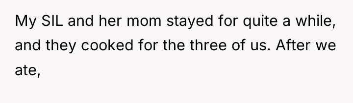 My SIL and her mom stayed for quite a while,...