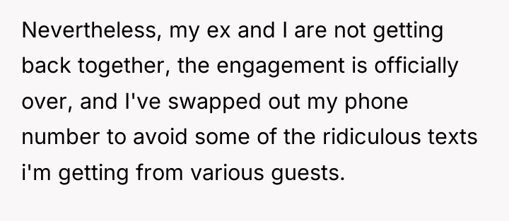 Nevertheless, my ex and I are not getting back together,...