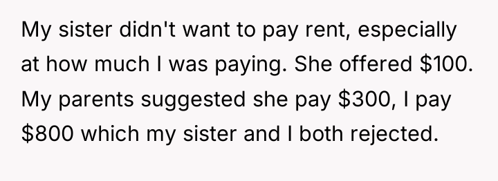 My sister didn't want to pay rent, especially at how...