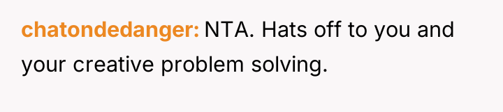 chatondedanger NTA. Hats off to you and your creative problem...