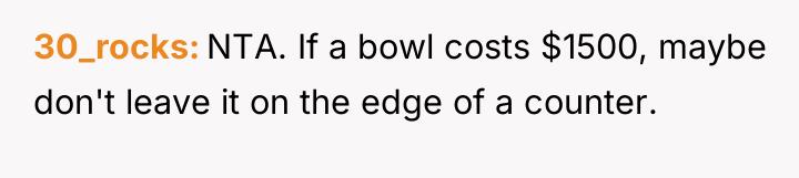 30_rocks NTA. If a bowl costs $1500, maybe don't leave...