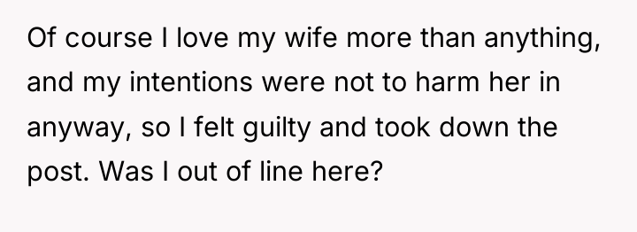 Of course I love my wife more than anything, and...