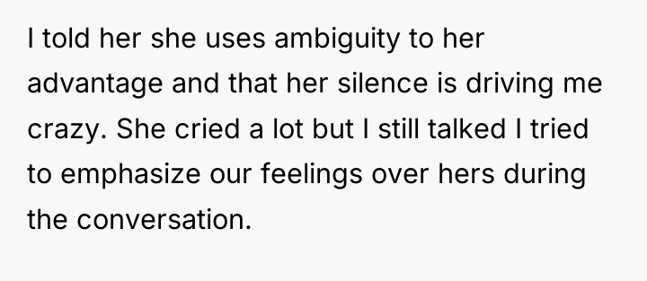 I told her she uses ambiguity to her advantage and...