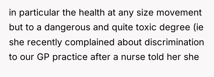 in particular the health at any size movement but to...